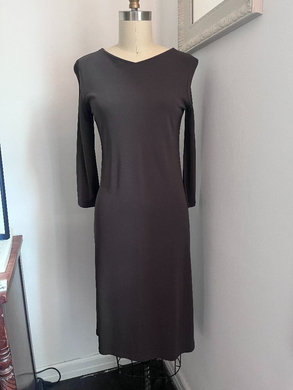 Vintage 90s DKNY Essentials Army Green Khaki Midi Dress
